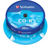 CD-R VERBATIM 700MB 52X ШПИНДЕЛ 25 БР